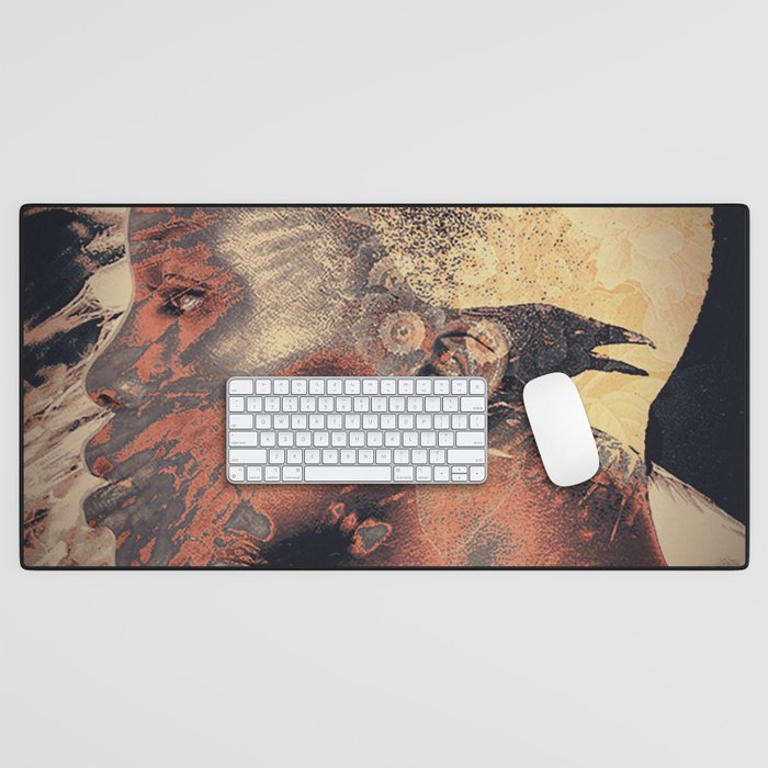 PORTRAIT (Woman and bird) Desk Mat Gallery Image 1