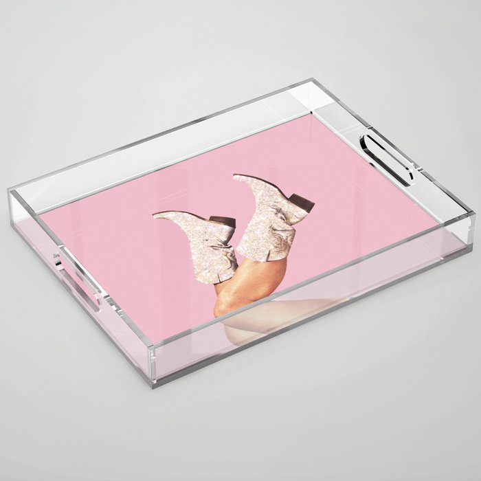 These Boots - Glitter Pink Landscape Acrylic Tray Gallery Image 1