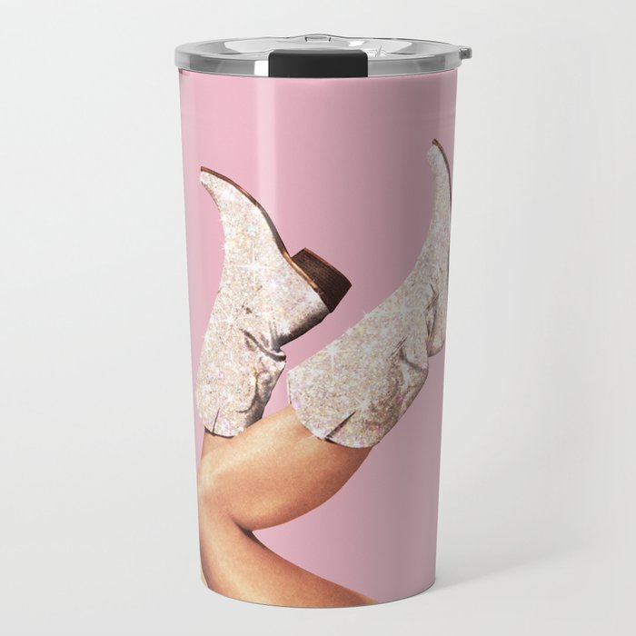 These Boots - Glitter Pink Landscape Travel Mug Gallery Image 1