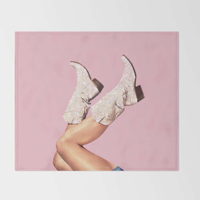 These Boots - Glitter Pink Landscape Throw Blanket Gallery Image 2