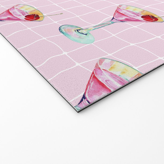 Pink Aesthetic Martini Glass with Cherry Welcome Mat Gallery Image 2
