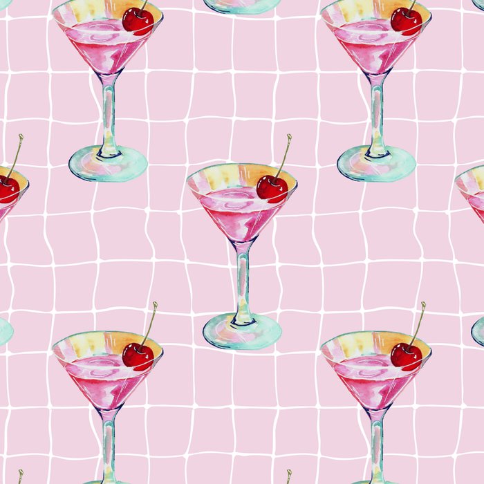 Pink Aesthetic Martini Glass with Cherry Coffee Mug Gallery Image 2