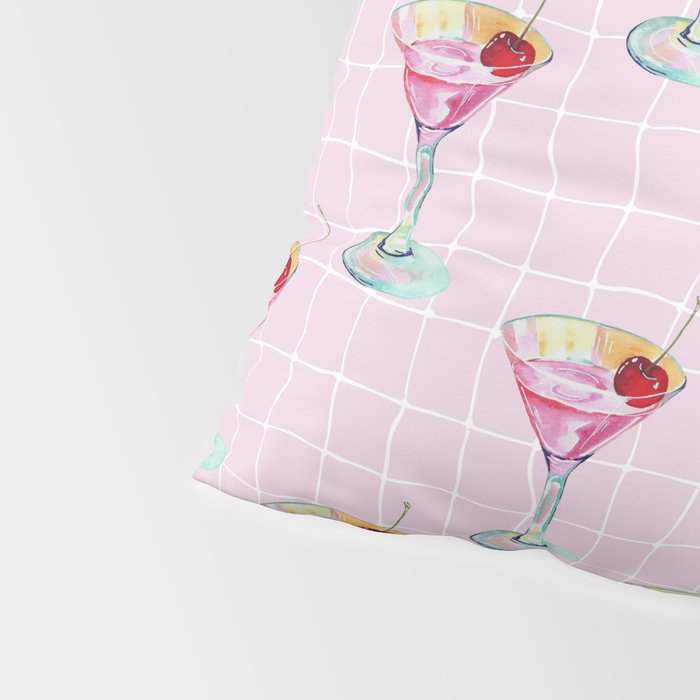 Pink Aesthetic Martini Glass with Cherry Pillow Sham Gallery Image 4