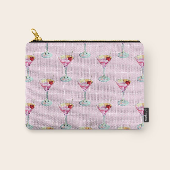 Pink Aesthetic Martini Glass with Cherry Carry All Pouch Gallery Image 1