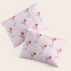 Pink Aesthetic Martini Glass with Cherry Pillow Sham Gallery Image 3