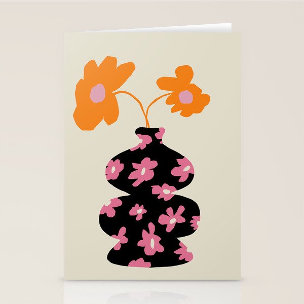 Black floral Vase Stationery Card Gallery Image 2