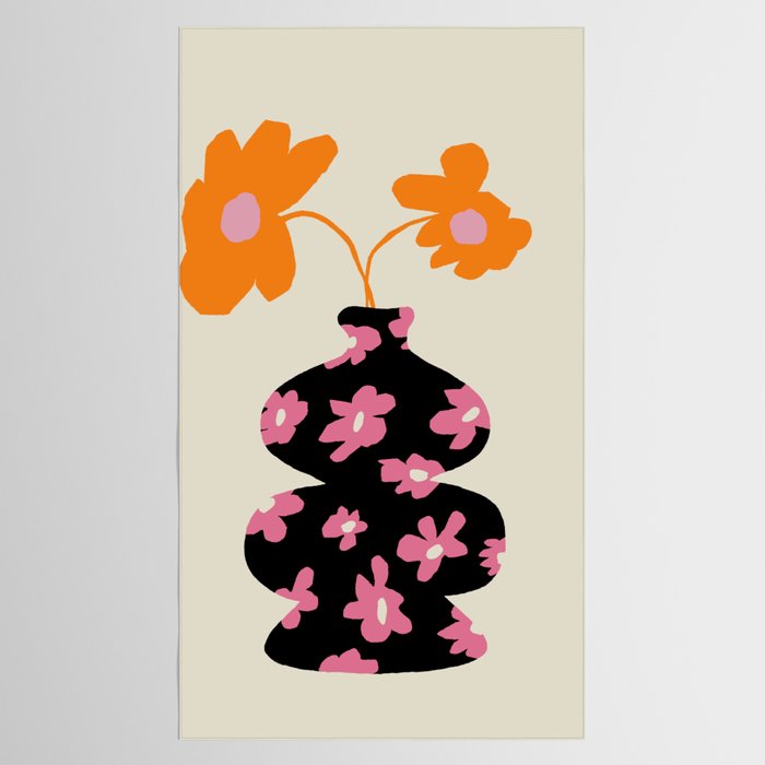 Black floral Vase Tablecloth Gallery Image 2
