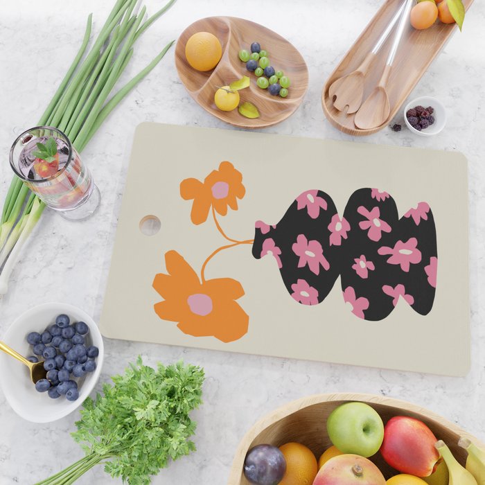 Black floral Vase Cutting Board Gallery Image 2