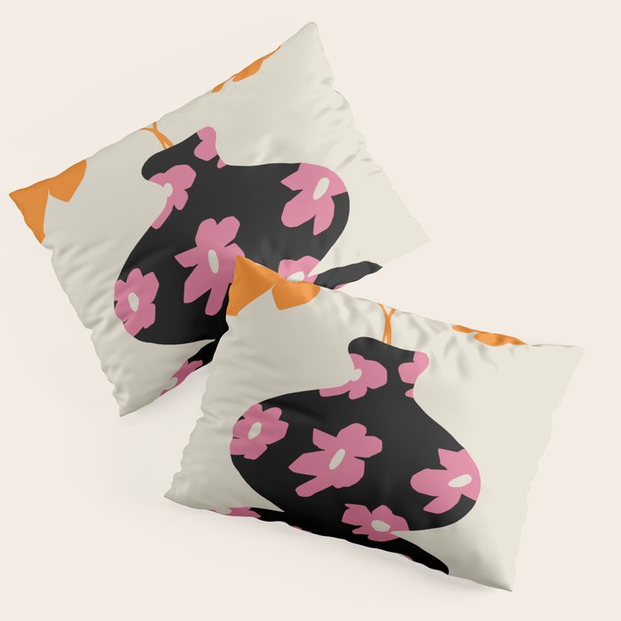Black floral Vase Pillow Sham Gallery Image 3