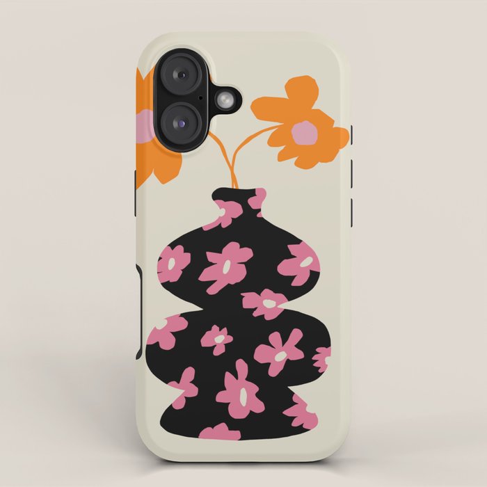 Black floral Vase iPhone Case Gallery Image 1