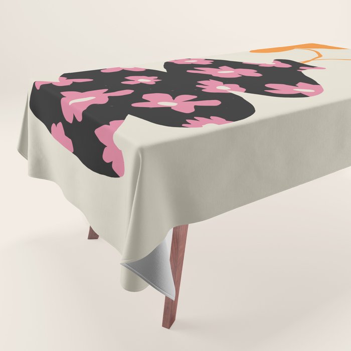 Black floral Vase Tablecloth Gallery Image 1
