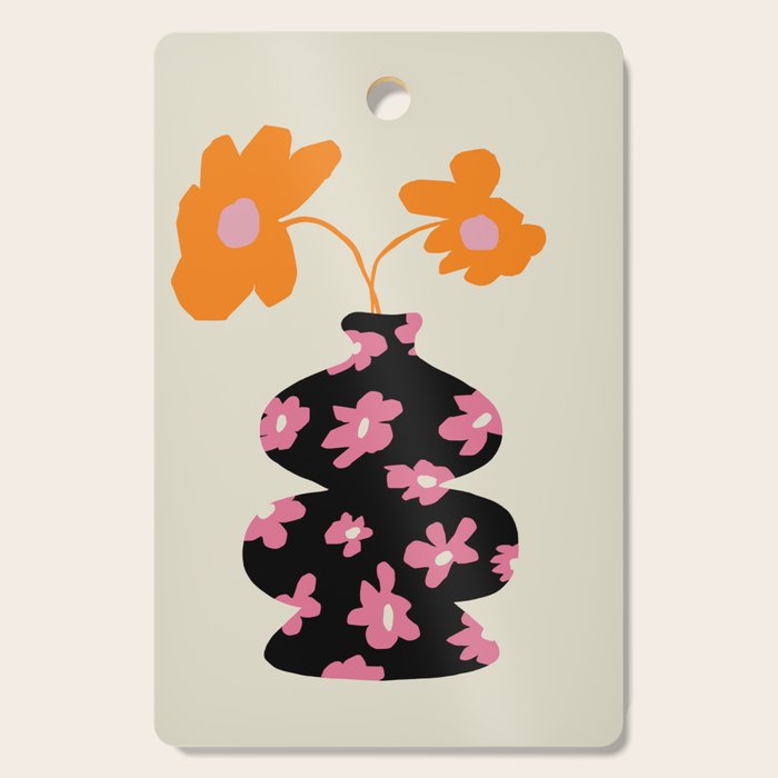 Black floral Vase Cutting Board Gallery Image 1