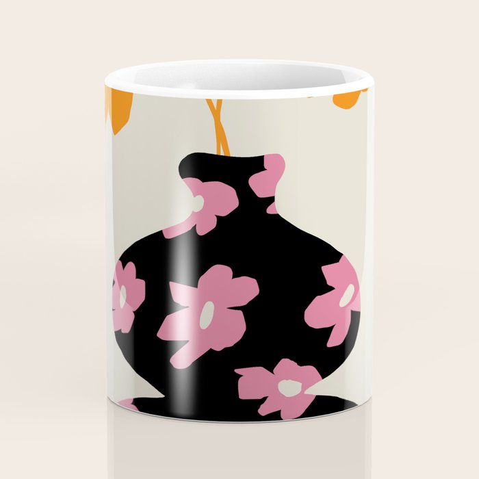 Black floral Vase Coffee Mug Gallery Image 4