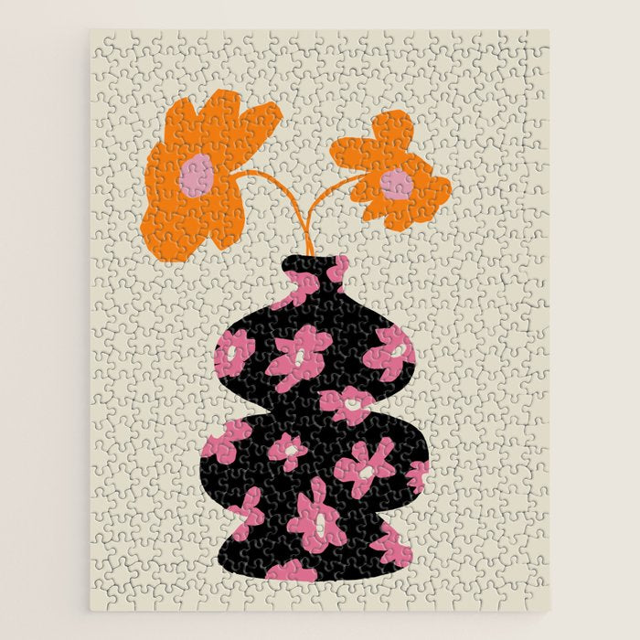 Black floral Vase Jigsaw Puzzle Gallery Image 1