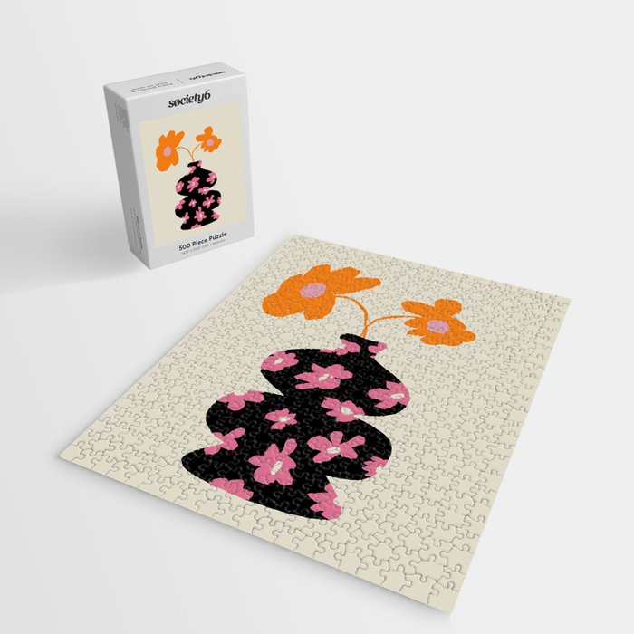 Black floral Vase Jigsaw Puzzle Gallery Image 2