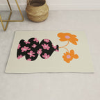 Black floral Vase Rug Gallery Image 1