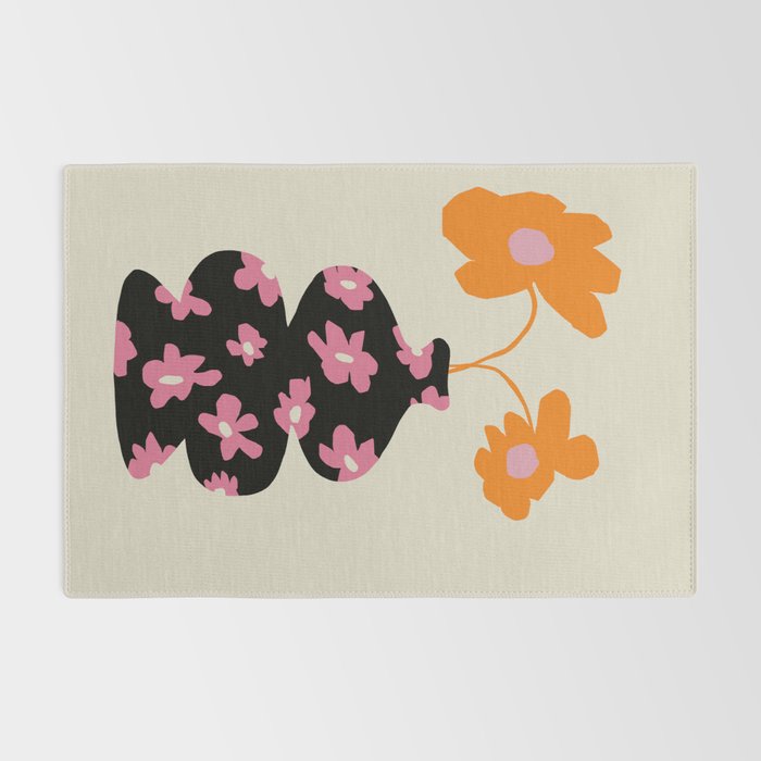 Black floral Vase Rug Gallery Image 2