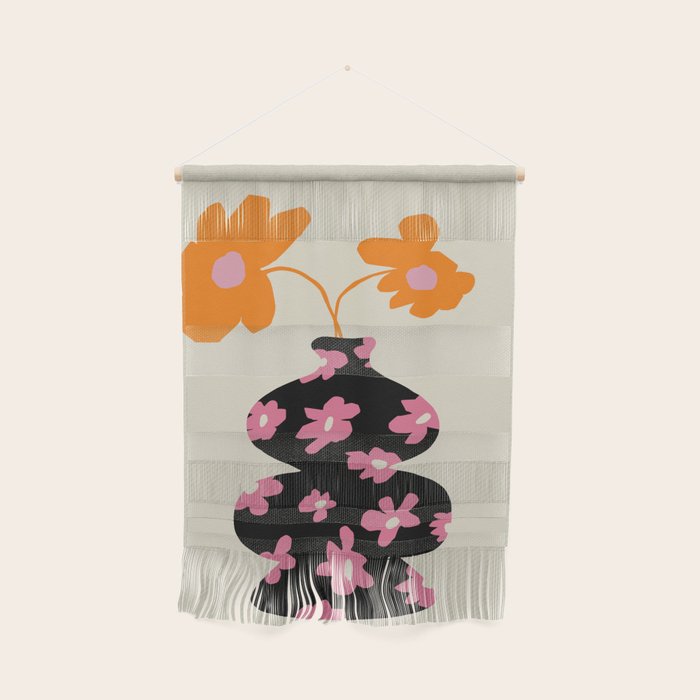 Black floral Vase Wall Hanging Gallery Image 1