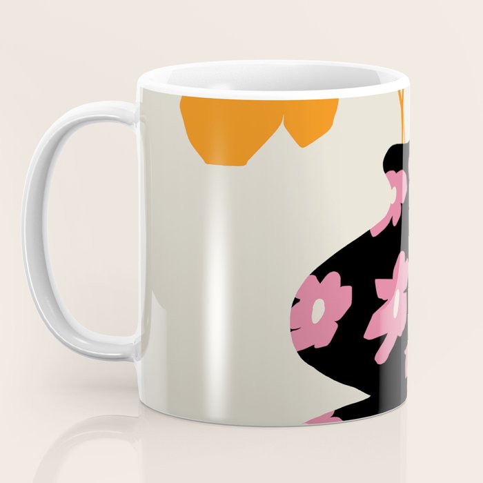 Black floral Vase Coffee Mug Gallery Image 3