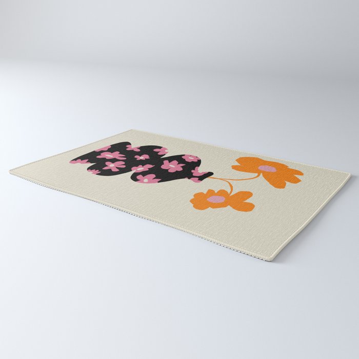 Black floral Vase Rug Gallery Image 3