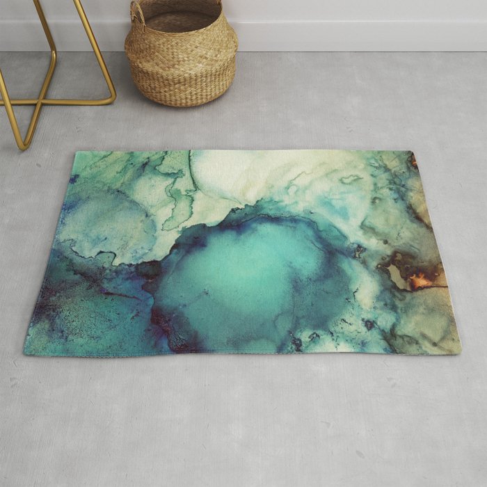 Teal Abstract Rug Gallery Image 1