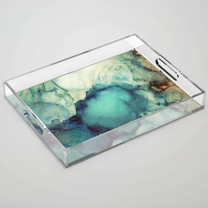 Teal Abstract Acrylic Tray Gallery Image 1