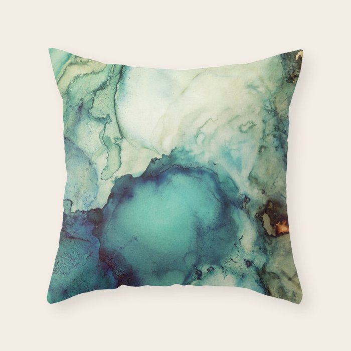 Teal Abstract Throw Pillow Gallery Image 1