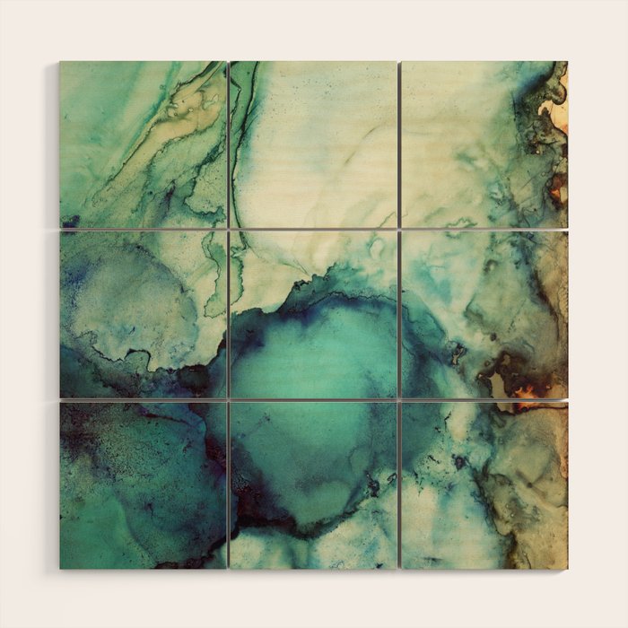 Teal Abstract Wood Wall Art Gallery Image 1