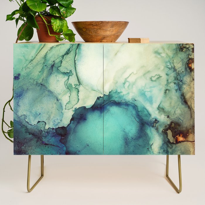 Teal Abstract Credenza Gallery Image 1