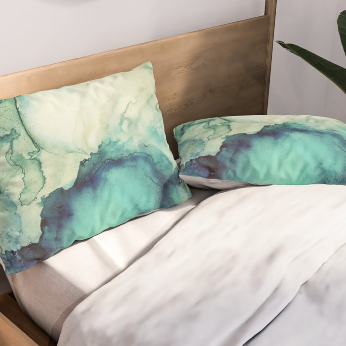 Teal Abstract Pillow Sham Gallery Image 2