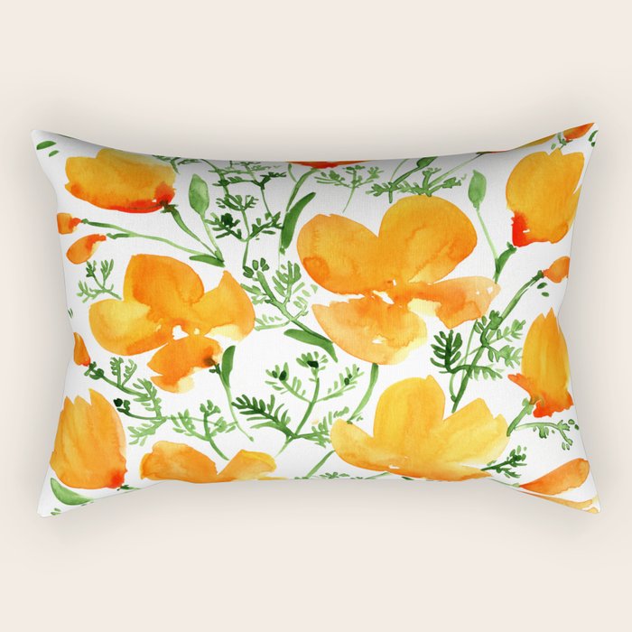 Watercolor California poppies Rectangular Pillow Gallery Image 2