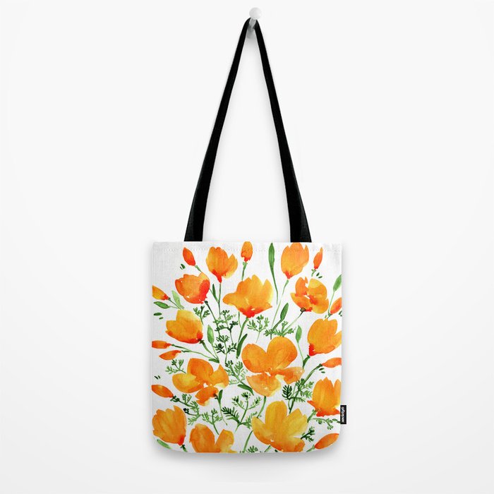 Watercolor California poppies Tote Bag Gallery Image 2