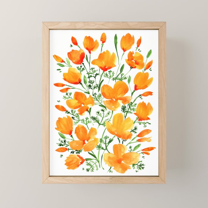 Watercolor California poppies Mini Art Print Gallery Image 1