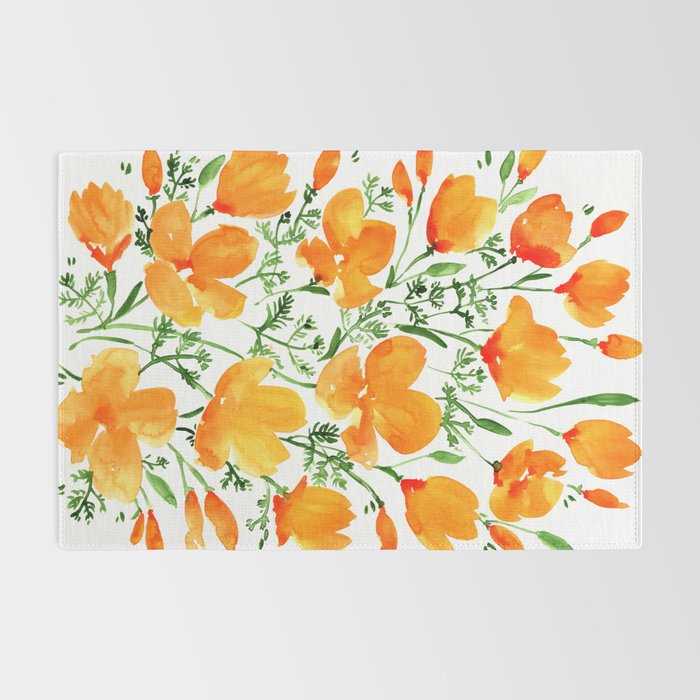 Watercolor California poppies Rug Gallery Image 2