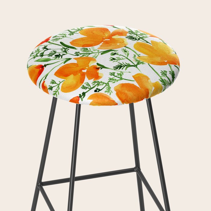 Watercolor California poppies Stool Gallery Image 2