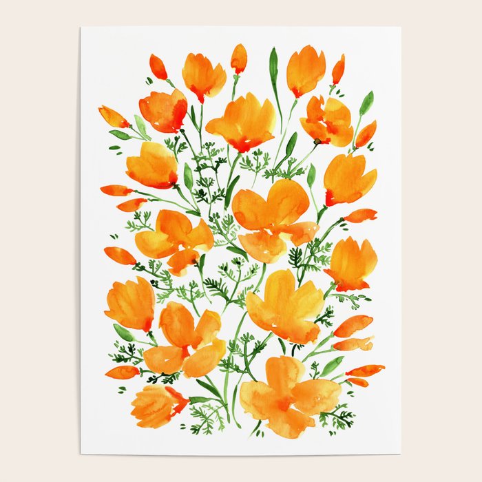 Watercolor California poppies Poster Gallery Image 4