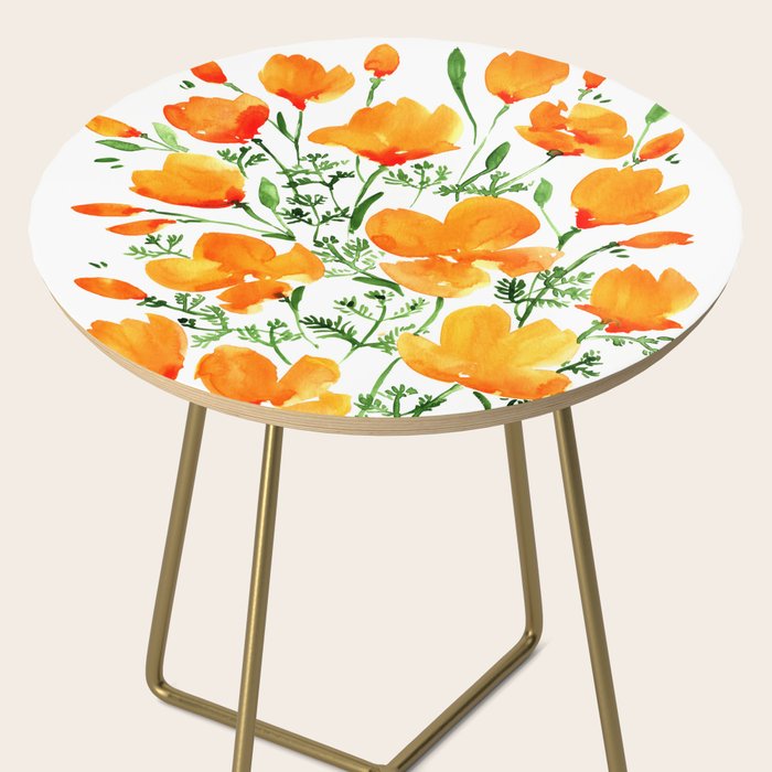 Watercolor California poppies Side Table Gallery Image 2