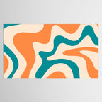 Retro Liquid Swirl Abstract Pattern Square in Orange and Teal Blue Tablecloth Gallery Image 2