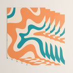 Retro Liquid Swirl Abstract Pattern Square in Orange and Teal Blue Wrapping Paper Gallery Image 3