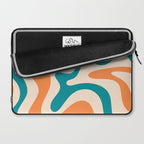 Retro Liquid Swirl Abstract Pattern Square in Orange and Teal Blue Laptop Sleeve Gallery Image 2
