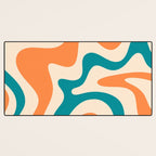 Retro Liquid Swirl Abstract Pattern Square in Orange and Teal Blue Desk Mat Gallery Image 3