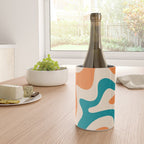 Retro Liquid Swirl Abstract Pattern Square in Orange and Teal Blue Wine Chiller Gallery Image 4