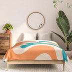 Retro Liquid Swirl Abstract Pattern Square in Orange and Teal Blue Comforter Gallery Image 3