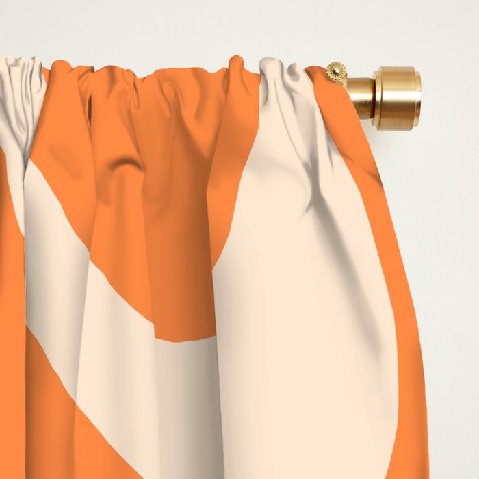 Retro Liquid Swirl Abstract Pattern Square in Orange and Teal Blue Window Curtain Gallery Image 2