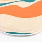 Retro Liquid Swirl Abstract Pattern Square in Orange and Teal Blue Bath Mat Gallery Image 3