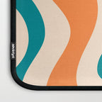 Retro Liquid Swirl Abstract Pattern Square in Orange and Teal Blue Laptop Sleeve Gallery Image 3