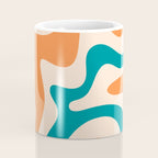 Retro Liquid Swirl Abstract Pattern Square in Orange and Teal Blue Coffee Mug Gallery Image 4