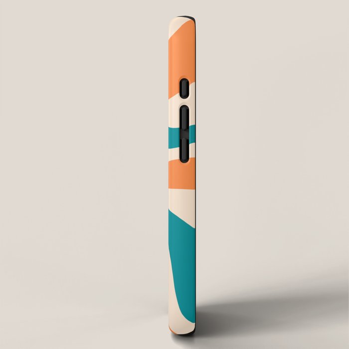 Retro Liquid Swirl Abstract Pattern Square in Orange and Teal Blue iPhone Case Gallery Image 2