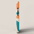 Retro Liquid Swirl Abstract Pattern Square in Orange and Teal Blue iPhone Case Gallery Image 2