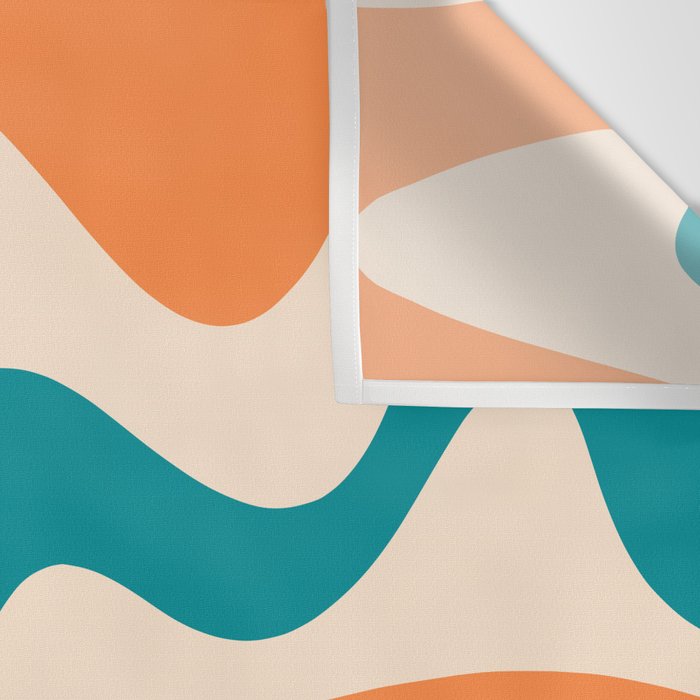 Retro Liquid Swirl Abstract Pattern Square in Orange and Teal Blue Wall Tapestry Gallery Image 3